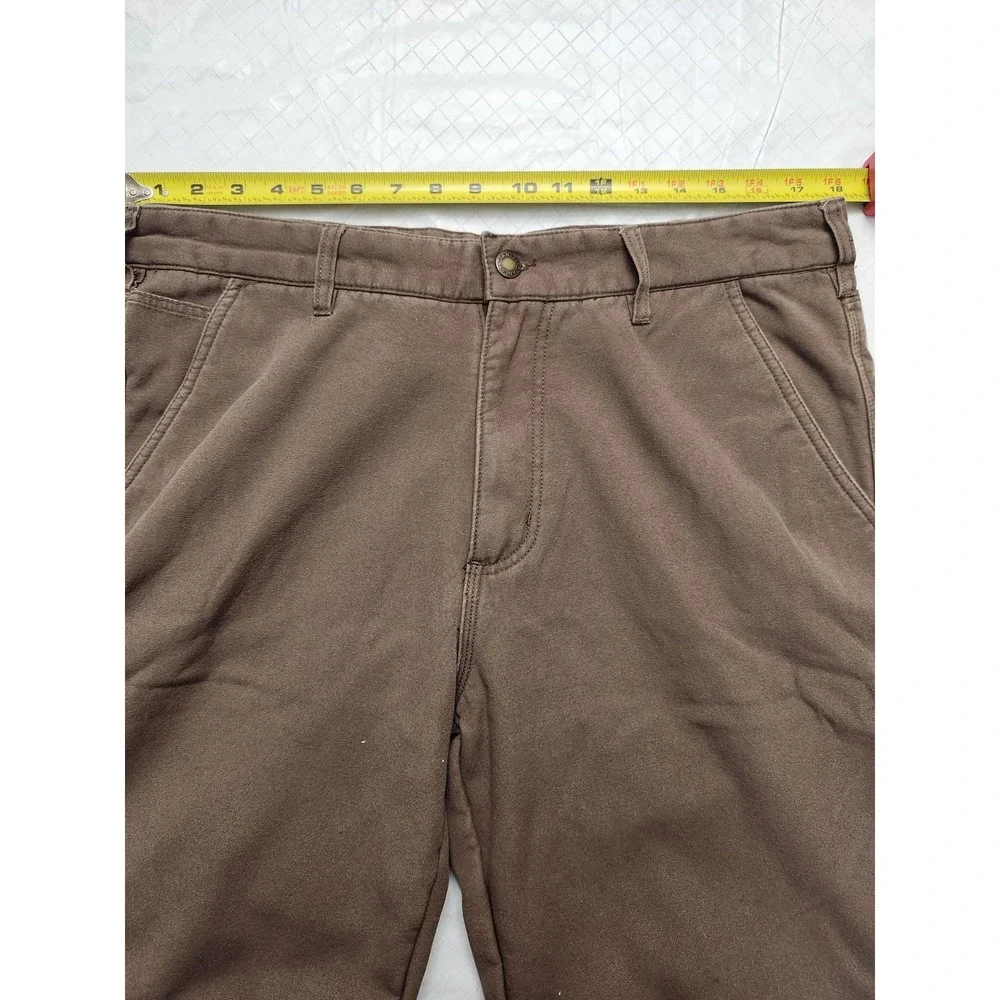 Stanley Pants Mens 34x30 Brown Fleece Lined Canvas Carpenter Insulated Workwear - Picture 5 of 13